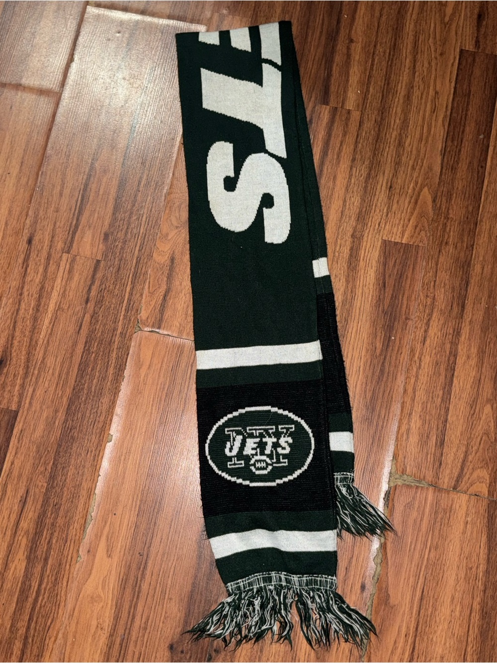 New York Jets NFL scarf green white black with fringe forever collectibles fan
